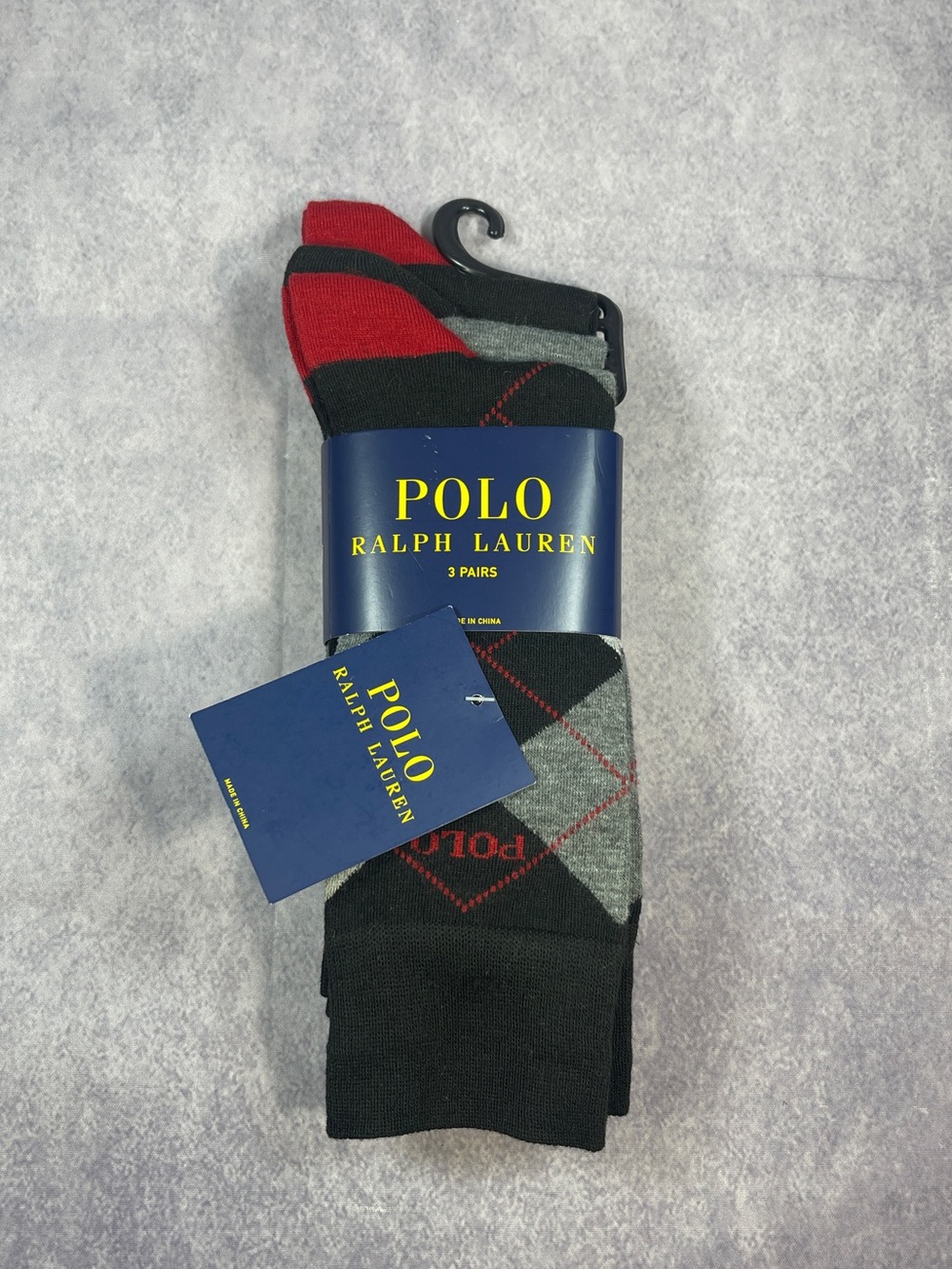 Polo Ralph Lauren Men's 3-Pair Socks Gray Black Dress Casual Size 6-12.5 NEW